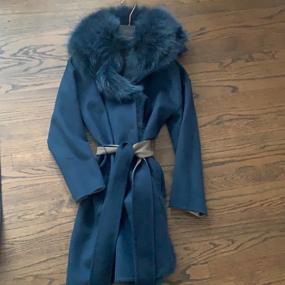 Artico fur trimmed wool cashmere women's coat